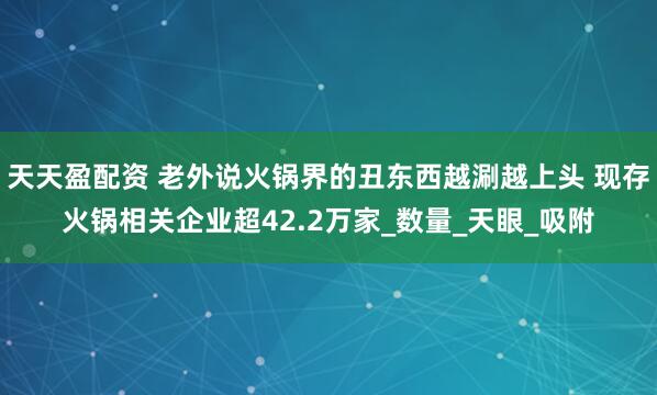 天天盈配资 老外说火锅界的丑东西越涮越上头 现存火锅相关企业超42.2万家_数量_天眼_吸附